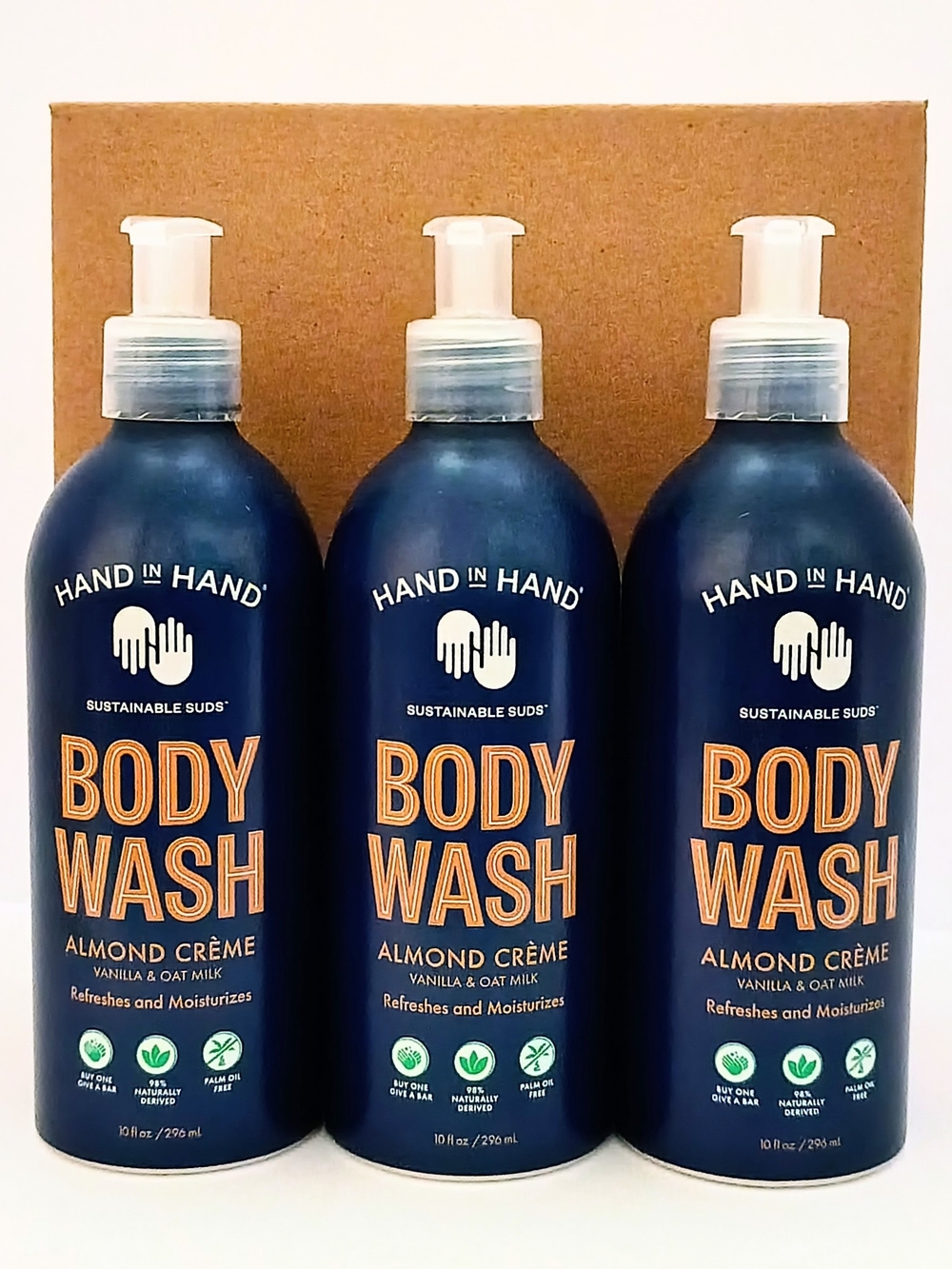 NEW Hand in Hand Almond Crème Body Wash 10 oz Lot of 3 Vanilla & Oat Milk Vegan